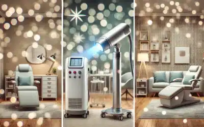 laserontharing-professionele-kliniek-apparatuur-procedure Professionele laserontharing behandeling in moderne kliniek met geavanceerde apparatuur, bokeh-effect, en close-up van huidbehandeling voor optimale haarverwijdering